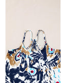 Beige Floral Spaghetti Straps Strappy Back Tank Top - S