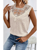 Apricot Guipure Lace Crochet Keyhole Back Tank Top