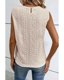 Apricot Guipure Lace Crochet Keyhole Back Tank Top