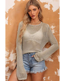 Azura Exchange Hollow-out Knit Long Sleeve Top - XL