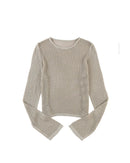 Azura Exchange Hollow-out Knit Long Sleeve Top - XL