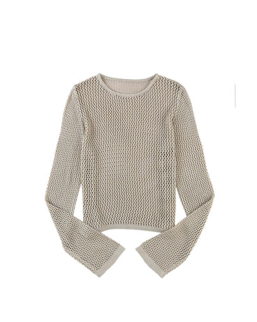 Azura Exchange Hollow-out Knit Long Sleeve Top - XL