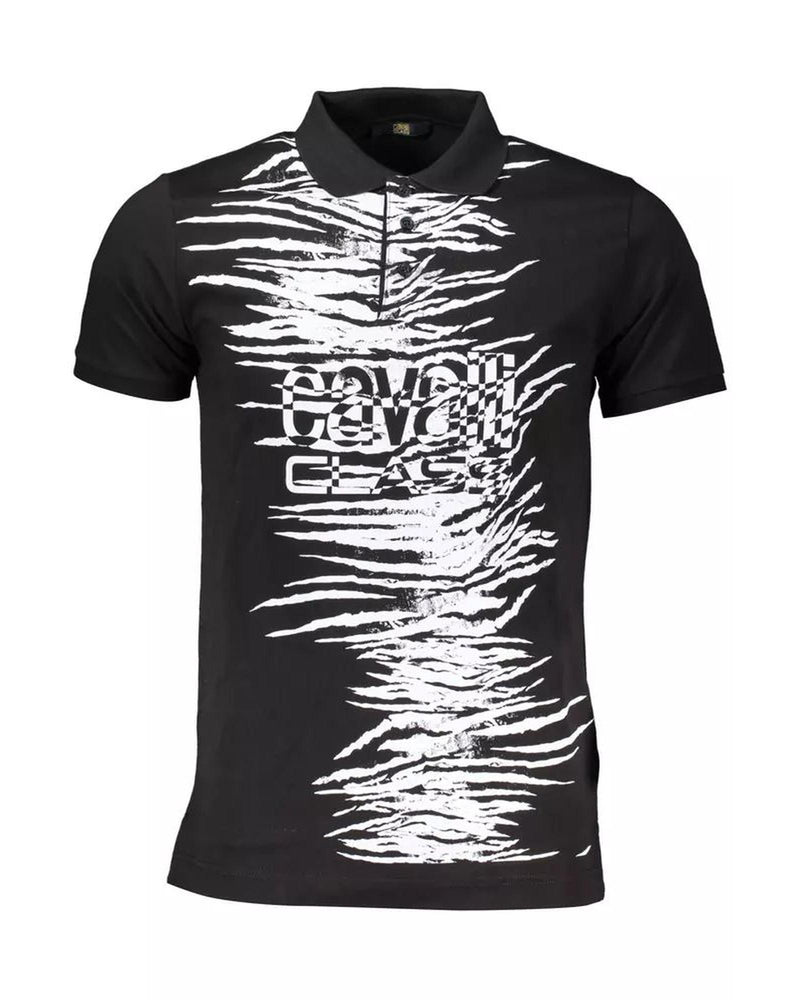 Cavalli Class Men's Black Cotton Polo Shirt - XL