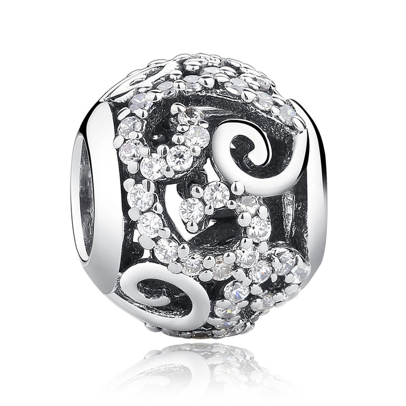 925 Sterling Silver Diamond Inlaid Bead Bracelet Accessory