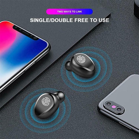 Wireless Bluetooth Headset with Touch Control and Charging Case - V5.0