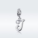 925 Sterling Silver Personalized Letter Pendant For Diy Bracelets & Necklaces Style - J