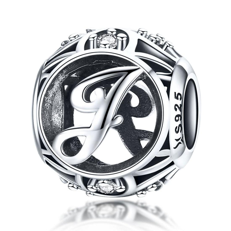 925 Sterling Silver 26 English Letter Beads For Diy Bracelets & Necklaces Style - J