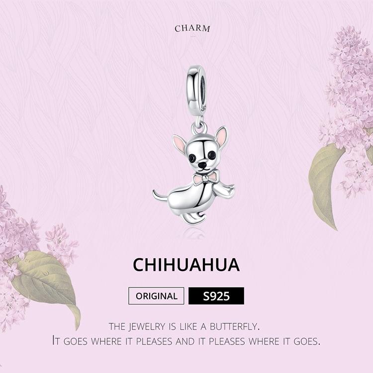 925 Sterling Silver Chihuahua Charm Pendant For Diy Bracelets