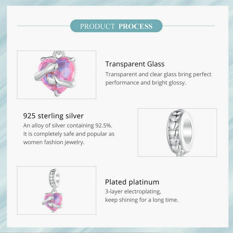 925 Sterling Silver Scc2540 Heart Pendant For Diy Bracelets