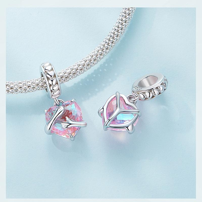 925 Sterling Silver Scc2540 Heart Pendant For Diy Bracelets