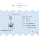 925 Sterling Silver Blue Turtle Pendant For Diy Bracelets & Necklaces