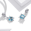 925 Sterling Silver Blue Turtle Pendant For Diy Bracelets & Necklaces
