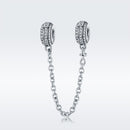 925 Sterling Silver Simple Diamond Beaded Bracelet Safety Chain