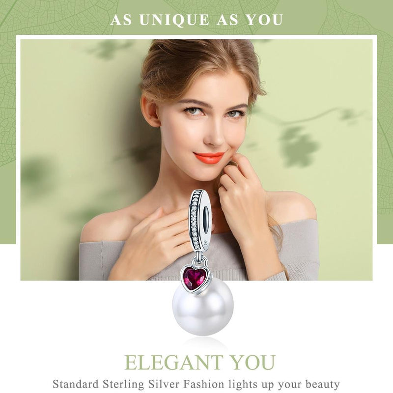 925 Sterling Silver Pearl Heart Pendant For Diy Bracelets & Necklaces