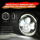 7 Inch H4 / H13 Dc 9V - 30V 3000Lm 6000K 30W Ip67 4Led Lamp Beads Car Round Shape Led Headlight Lamps For Jeep Wrangler / Harley With Angel Eye