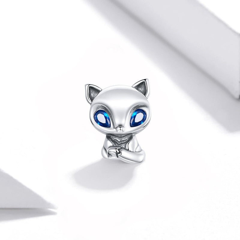 925 Sterling Silver Charming Fox Bead For Diy Bracelets & Necklaces