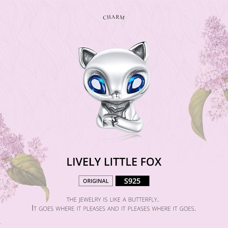 925 Sterling Silver Charming Fox Bead For Diy Bracelets & Necklaces