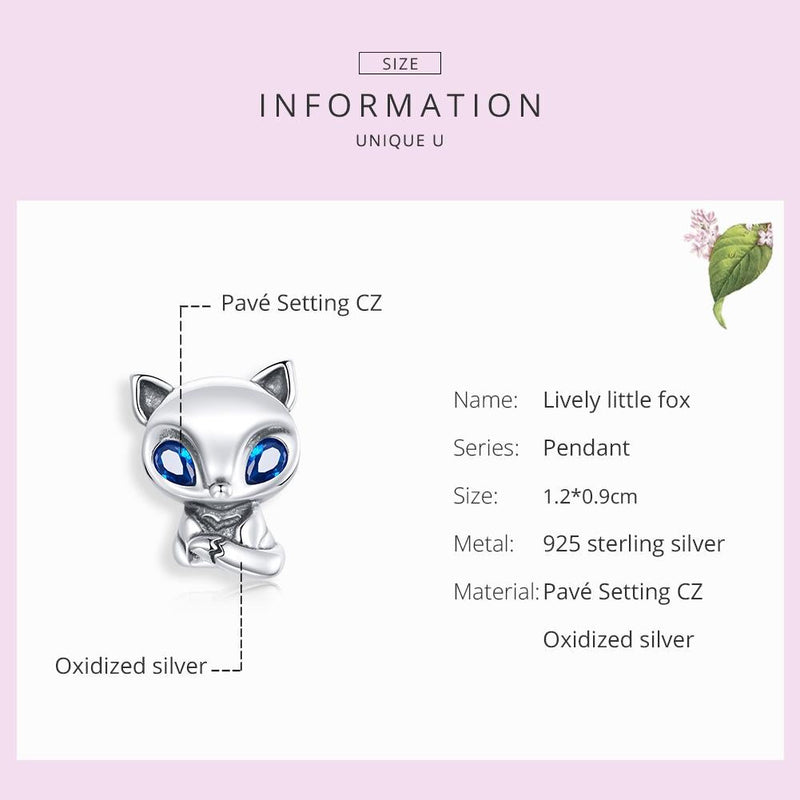 925 Sterling Silver Charming Fox Bead For Diy Bracelets & Necklaces