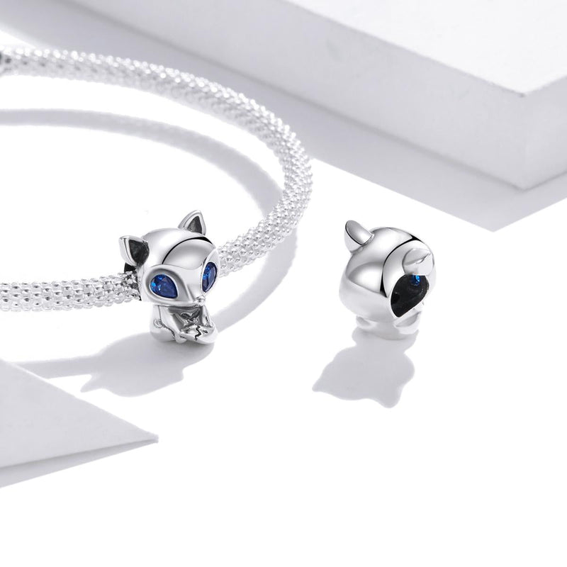 925 Sterling Silver Charming Fox Bead For Diy Bracelets & Necklaces