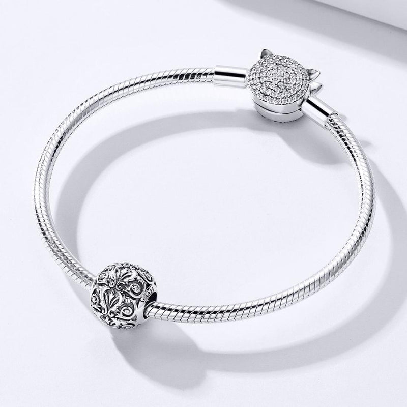 925 Sterling Silver Retro Flower Texture Beads For Diy Bracelets & Necklaces