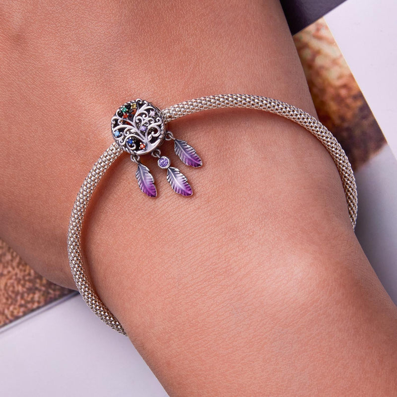 925 Sterling Silver Tree Of Life Dream Catcher Bracelet / Necklace Set