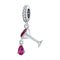 925 Sterling Silver Shimmering Wine Glass Pendant For Diy Bracelets & Necklaces