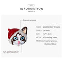 925 Sterling Silver Siamese Cat Bead For Diy Bracelet Or Necklace