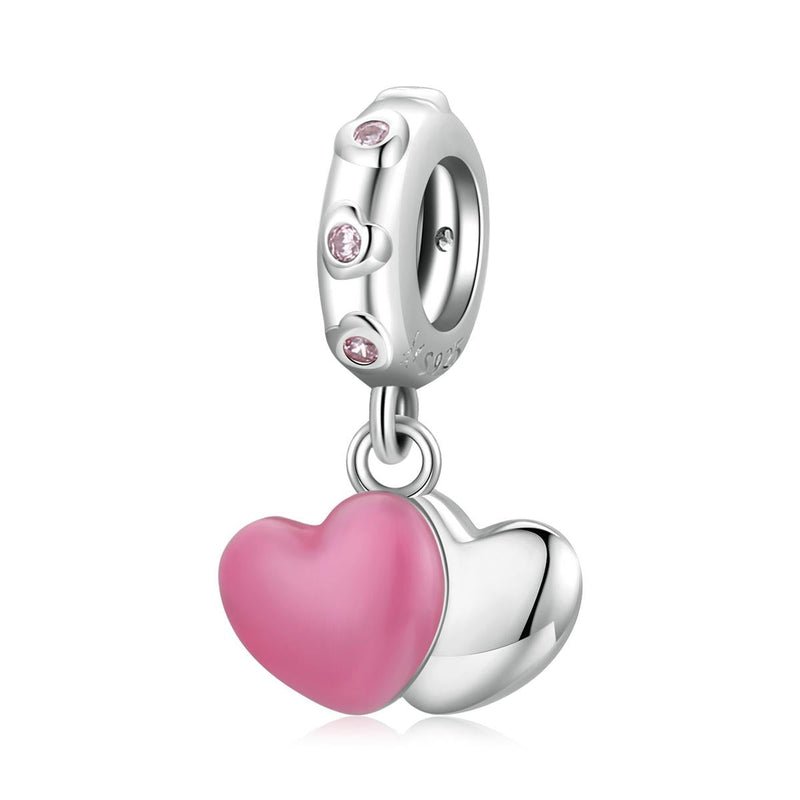 925 Sterling Silver Double Love Pendant For Bracelet Or Necklace