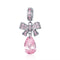 925 Sterling Silver Diy Pink Zircon Pendant With Bow