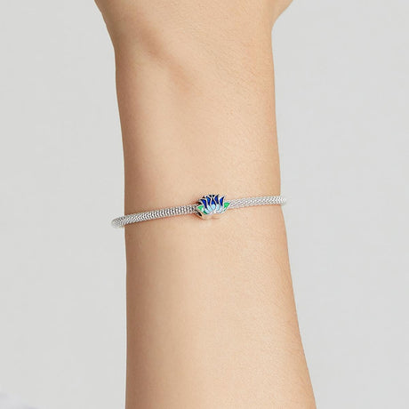 925 Sterling Silver Blue Lotus Bead Bracelet & Necklace Set