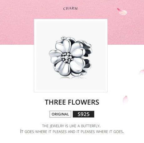 925 Sterling Silver Flower Beaded Bracelet Accessory