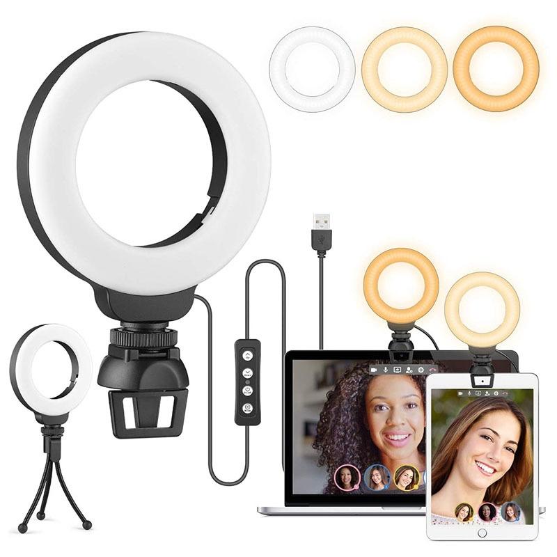 48Leds Laptop Camera Beauty Ring Light - Clip Set 4-Inch