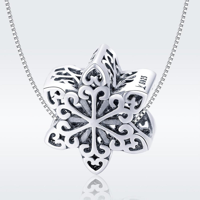 925 Sterling Silver Snowflake Beads For Diy Bracelets & Necklaces