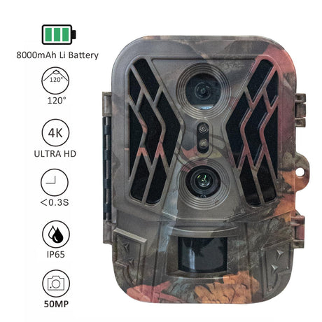 50mp 4k Dual Lens Infrared Hunting Camera for Outdoor Rainfall and Fog