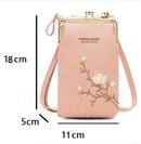 Black Embroidered Single Shoulder Phone Bag Wallet - Gray