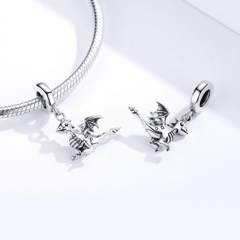 925 Sterling Silver Drogon Dinosaur Charm For Diy Bracelets