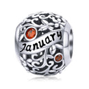 925 Sterling Silver Diy Birthstone Bracelet & Necklace Set January Style - January
