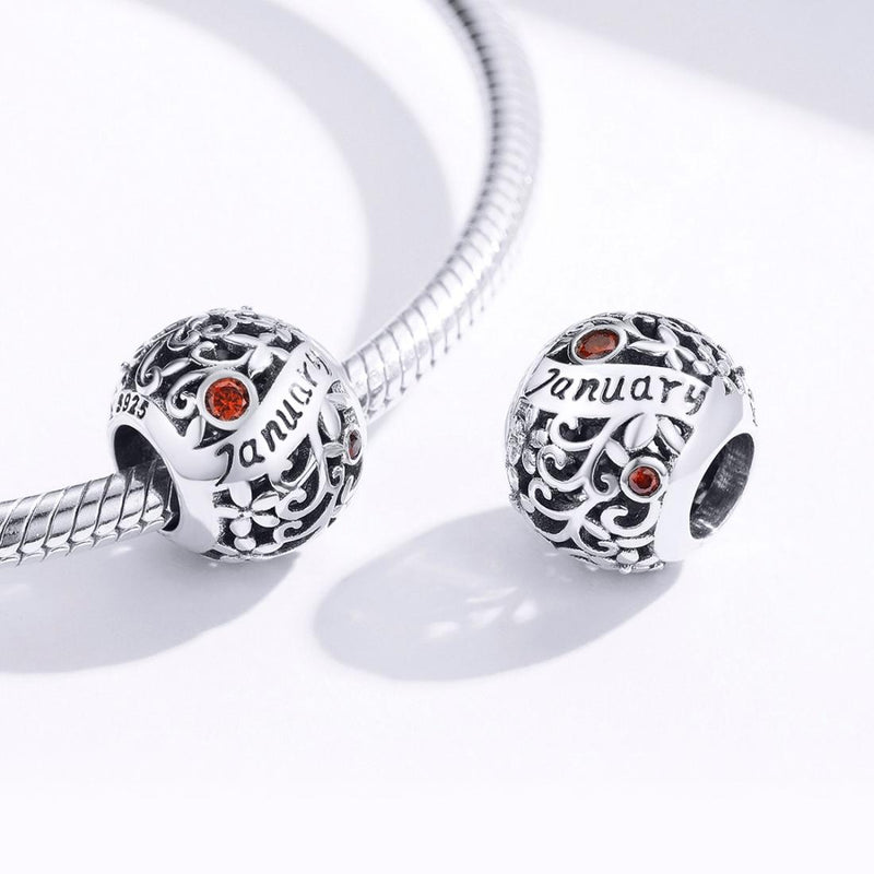 925 Sterling Silver Diy Birthstone Bracelet & Necklace Set January Style - January