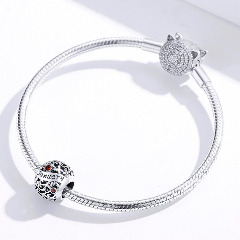 925 Sterling Silver Diy Birthstone Bracelet & Necklace Set January Style - January