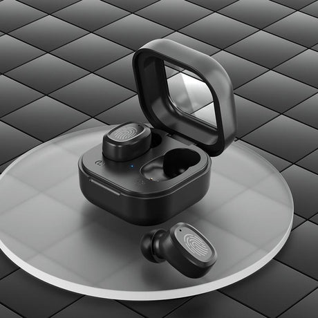 Black Wireless Earphones With Charging Case