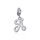 925 Sterling Silver Personalized Letter Pendant For Diy Bracelets And Necklaces Style - A
