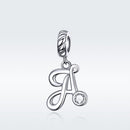 925 Sterling Silver Personalized Letter Pendant For Diy Bracelets And Necklaces Style - A