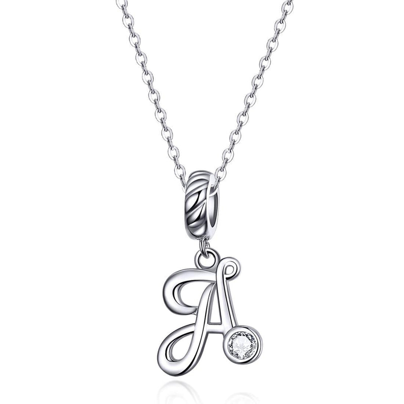 925 Sterling Silver Personalized Letter Pendant For Diy Bracelets And Necklaces Style - A