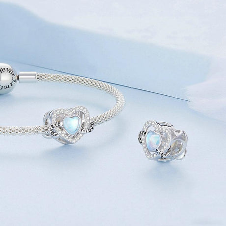925 Sterling Silver Infinity Heart Bracelet With Zircon Beads