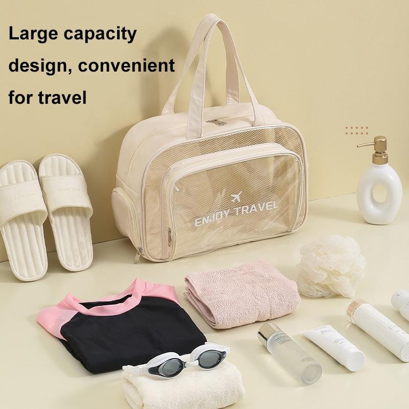 Beige Waterproof Beach Bag For Toiletries Cosmetics L For Swimming Travel - Pink With Shoe Warehouse
