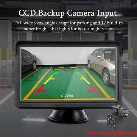 7 Inch Bluetooth 5.0 Carplay Monitor - Portable Compatible With Most Vehicles - Display