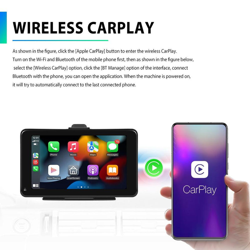 7 Inch Hd Smart Screen With Wireless Carplay & Android Auto - No Camera