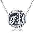 925 Sterling Silver 26 English Letter Beads For Diy Bracelets & Necklaces Style - A
