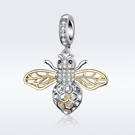 925 Sterling Silver Bee Zircon Pendant For Diy Necklace Style - Pendent