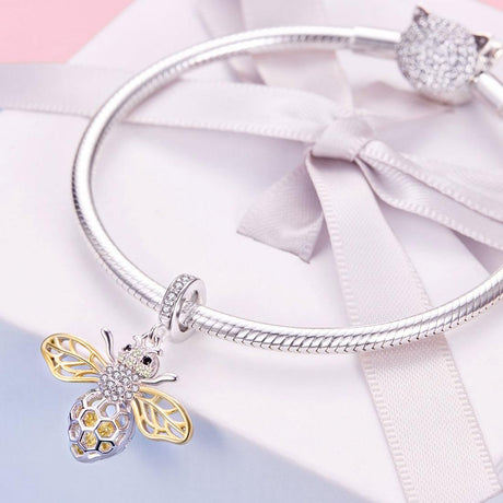 925 Sterling Silver Bee Zircon Pendant For Diy Necklace Style - Pendent